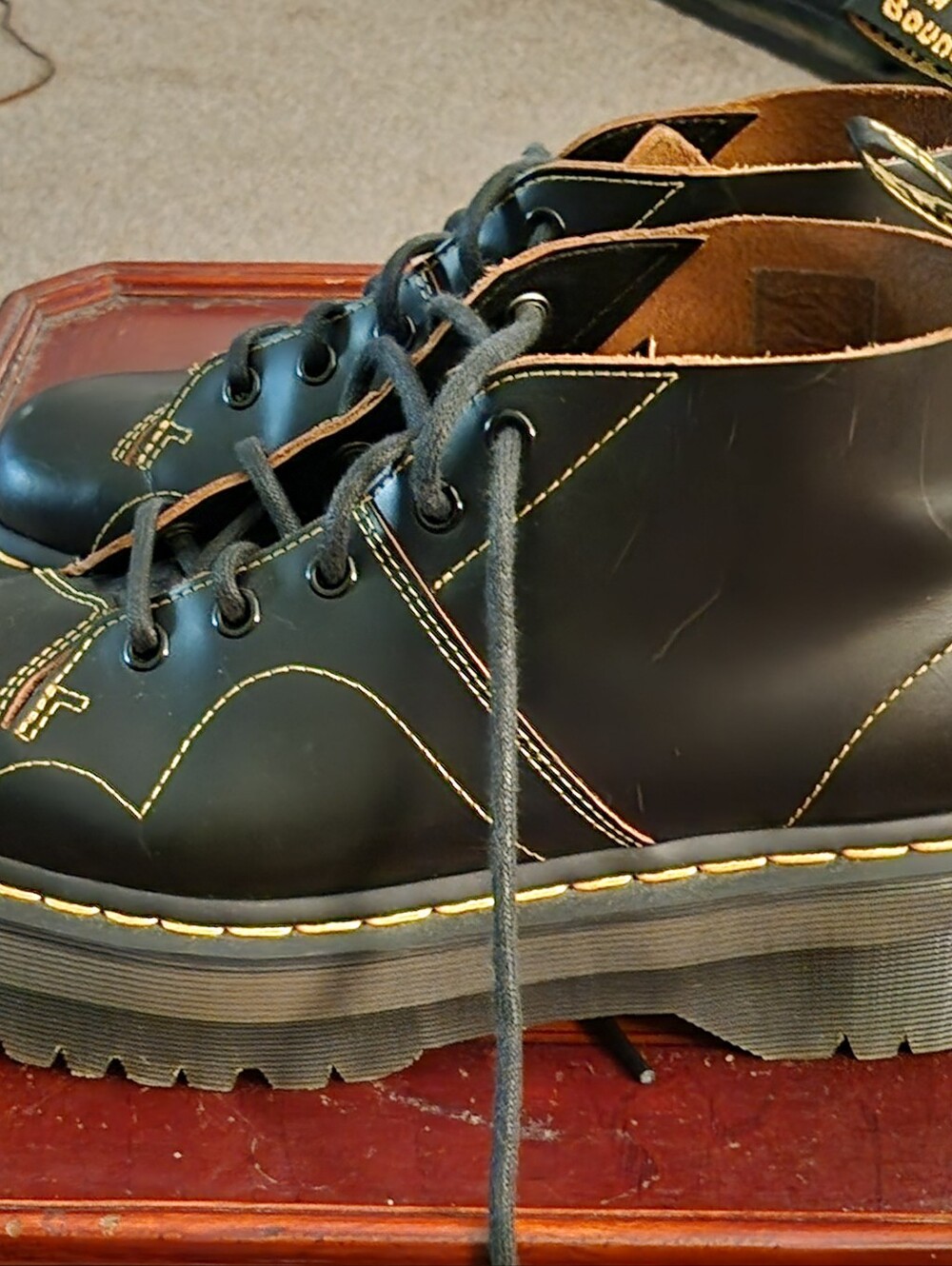 Dr. Martens Black Leather Platform Ankle Boots.  Church Monkey Boots - Picture 6 of 7